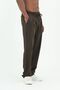 Pleated Elastic Waist Lace-Up Wide Leg Brown Baggy Trousers - 4