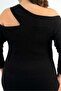 333072 Women's Plus Size Boat Neck Off-The-Shoulder Blouse Black - 2