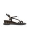59266 Black Stone Genuine Leather Women's Chic Sandals