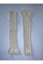 Knit Embossed Knitwear 200 Denim Patterned Thick Winter Cream Knee-Length Trouser Socks