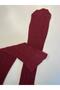 Knit Embossed Knitwear 200 Denim Patterned Thick Winter Burgundy Knee-Length Trouser Socks - 4