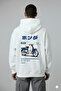 Blue Engine Print Oversize Unisex Sweatshirt