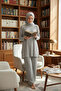 Gray - Corded Fabric Two-Piece Set (Tunic & Pants) - 2