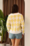 Women's Diamond Pattern Shirt Collar Long Sleeve Knitwear Sweater - 3