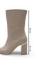 Women's Heeled Boots Pointed Toe Beige Wrinkled Leather Look Gold Detailed 8.5 cm Thick Heel - 5