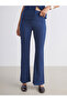Vizyon New Season Elastic Waist Textured Flared Women's Trousers - 2