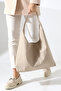 Beige Women's Bag Large Size Shoulder and Shoulder Bag - 7
