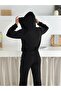 Women's Tracksuit Set Hooded Zip-Up Wide-Leg Side-Striped Sequin Model - 4