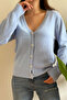 Women's V-Neck Buttoned Soft Textured Long Sleeve Knitwear Cardigan