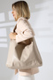 Beige Women's Bag Large Size Shoulder and Shoulder Bag - 4
