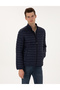 Navy Blue Quilted Basic Coat 50313921-Vr033