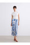 Esvab • Modern & Distinctive Floral Slit Satin Skirt with Zipper at the Waist - 2