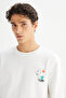 Regular Fit Printed White Men's Sweatshirt L2520361102 - 4