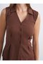 Soulife brown shirt collar textured women's vest - 3
