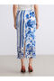 Esvab • Modern & Distinctive Floral Slit Satin Skirt with Zipper at the Waist - 5