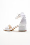 Children's Shoes with Sand Silvery Back Bow - 4