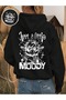 Women's Just a Little Moody Printed 3 Thread Hoodie Sweatshirt