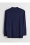 Navy Blue Polo Collar Men's Knitwear Sweater - 2