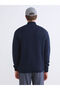 Rmz Clothing Season Products Sweaters Navy Blue Upright Mock Neck Un Sleeve Men's Knitwear Sweater - 4