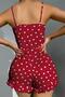 Cotton Red Top with White Heart Pattern and Ribbed Strap Shorts Pajama Set - Ssssss2807-8 - 3