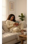 Long Sleeve Seasonal Printed Plus Size Women's Pajama Set