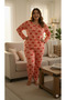 Long Sleeve Seasonal Printed Plus Size Women's Pajama Set - 2