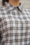 Cream-Brown Cotton Plaid Shirt - 4