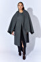 Detachable Shawl Collar Oversize Cashmere Coat - Anthracite |   Mkw359838-01 - 6