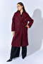 Six Button Double Breasted Long Cashmere Coat - Burgundy |   Mkw355558-01 - 3