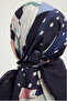 Nodes and Stories - Navy Blue - Vierra Patterned Viscose Scarf - 90X90 cm - 5