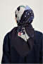Nodes and Stories - Navy Blue - Vierra Patterned Viscose Scarf - 90X90 cm - 4