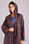 Beautiful Orange Flowers Prints Abaya Blue - 2