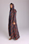Beautiful Orange Flowers Prints Abaya Blue - 3