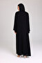 Solid Black Embroidery Beaded Abaya - 4