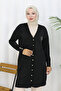 Collar Detailed Long Mercerized Cardigan N3260 Black - 3
