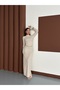 Women's Beige Belt Detailed Long Dress - 3