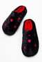 Women's Open Back Heart-Shaped Furry House Slippers; Black - 5