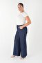 Wide-Leg Denim Pants with Seam Detail and Pockets in Large Size - 5