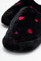Women's Open Back Heart-Shaped Furry House Slippers; Black - 3