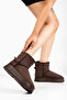 Uk High Tan Suede Half Boots with Fur Inside Flat Sole Women's Shoes - 3