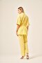 Women's Comfortable Fit Short Sleeve Linen Suit Yellow 31196 - 7
