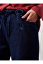 72058 100% Cotton Elastic Waist Denim Trousers-Navy Blue - 5