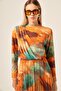 Women's Lycra Tulle Dress Mustard 30417 - 5