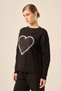 Women's Heart Stone Detail Şardon Sweater Black 25214 - 4