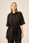 Women's Comfortable Fit Short Sleeve Linen Set Black 31196 - 3