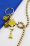 Mustard Colored Glittery Shiny Beaded Cluster Keychain, Gift Bag Ornament - 6