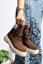 Lace-Up High Sole Women's Worker Boots Brown Suede