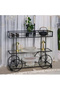 FFD Luxury 3-Tier Black Metal Bar Cart with Glass Shelves - Elegant Service 80x40x90cm
