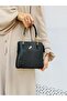 3-Compartment Faux Leather Women's Hand and Shoulder Strap Bag with Chain Detail - 6