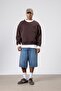 Crew Neck Pocket Detailed Oversize Sweatshirt Brown